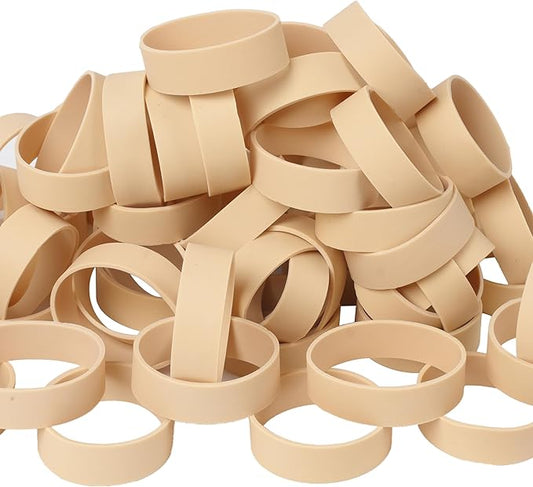 AMUU Rubber Bands Size #82, 60pcs Tactical Rubber Bands Beige Wide Elastic Bands for Office Supply Survival Camping Biking Fishing (2 1/2" x 1/2")