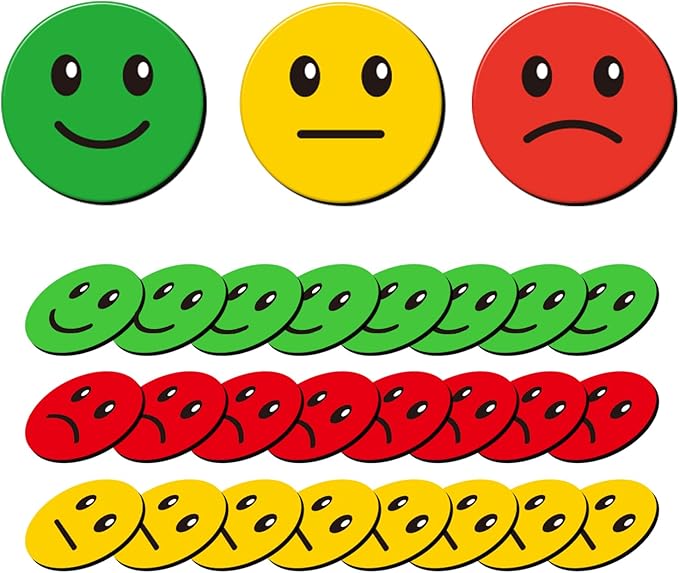 60 Pcs 1” Red Green Yellow Smiley Face Magnets, Colored Magnetic Dots for Whiteboard, Refrigerator, Office, Classroom (60, Red/Green/Yellow-Colors)