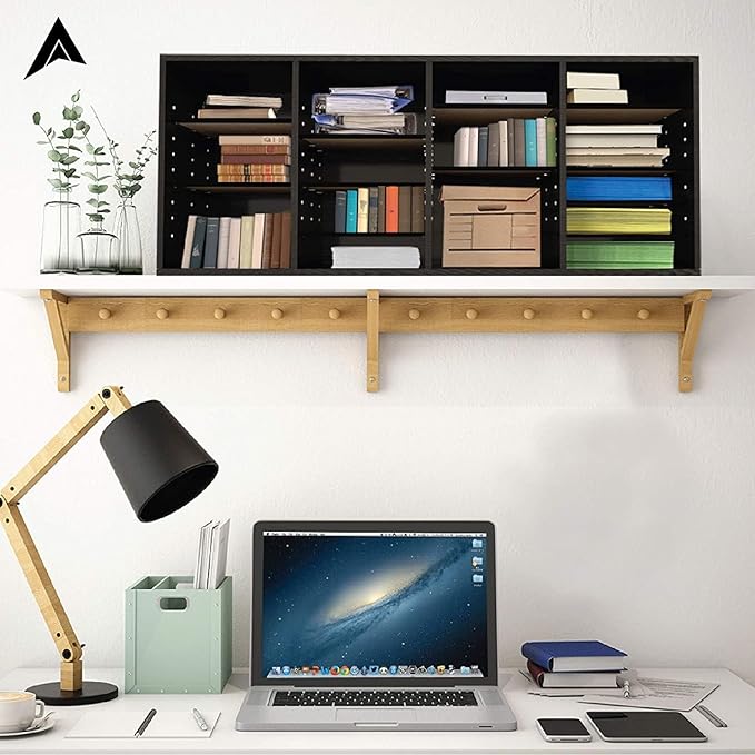 AdirOffice Wooden Adjustable Literature Organizer, 24 Compartment Office Mailbox, or Classroom Literature Organizer, Black