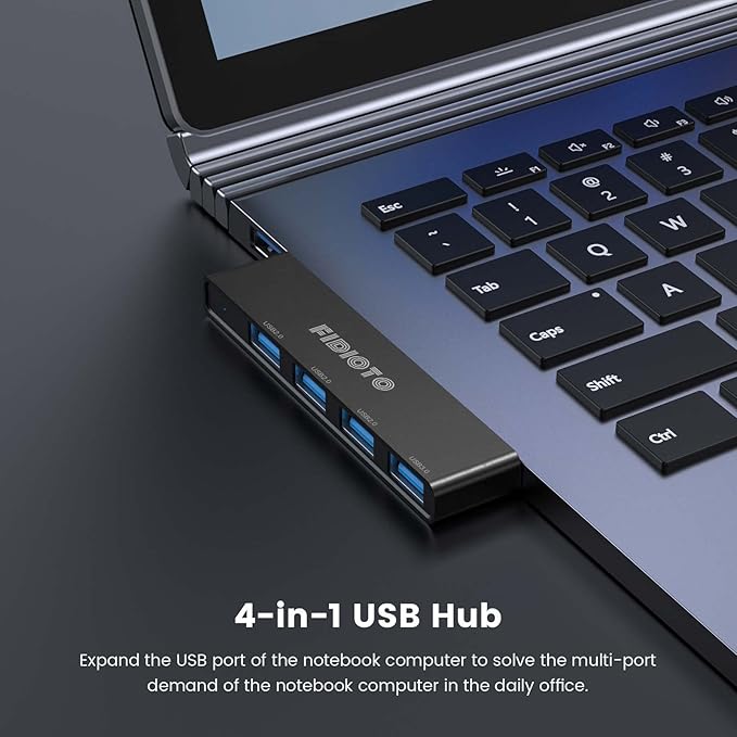 USB Hub, Fidioto 4 Port USB Adapter(1 * 3.0 Hub, 3 * 2.0 Hub), Networking Hub Expander for Laptop, iMac Pro, MacBook Air, Mac Mini/Pro, Surface Pro, Notebook PC, USB Flash Drives and Mobile HDD Etc.