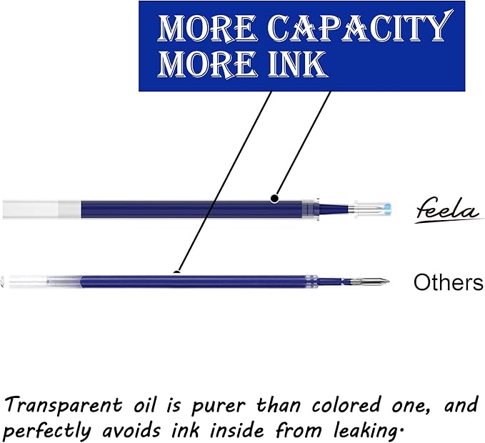 feela 30 Pack Retractable Blue Ink Gel Pens Set Medium Point 15 Piece Fine Point Gel Pen with 15 Refills for Smooth Writing