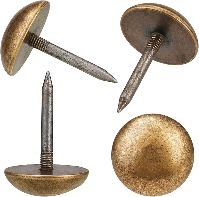 Retro Solid Pure Brass Tacks as Antique Upholstery Tacks for Furniture, Decorative Push Pins for Wood,Carpet Tacks,Hardware Tacks,Cap Tacks,Thumb Tacks,Brass Fasteners(7/10",18mm Brozen Color,10 Pcs)