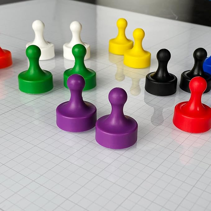 GLASSBOARD STUDIO Powerful Neodymium Magnets, Pawn-Shaped - Strong Fridge/Refrigerator and Whiteboard Magnet, Ideal for Office, Kitchen, Crafts - Rare Earth, Heavy Duty (2, Black)