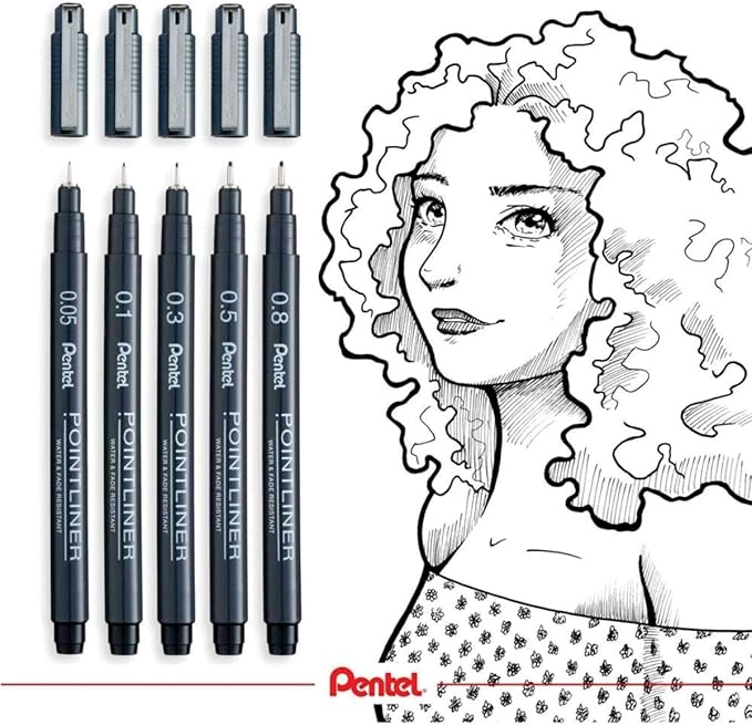 Pentel Arts Pointliner Pen, (0.05mm), Black Ink, Box of 12 Pens (S20P-05A)