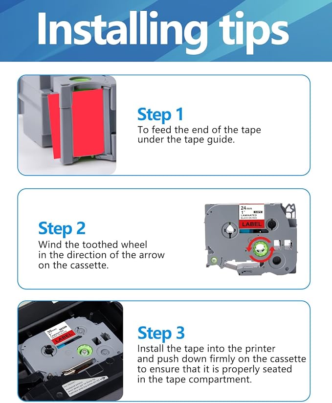 Weemay 3 Pack TZe451 24mm Black on Red Laminated Label Tape Compatible with Brother Label Maker Tape TZe-451 TZe 451 TZ-451 TZ451 for PTouch PT-E500 PT-D600 PT-P750W PT-P900W Printer, 1 in x 26.2 ft
