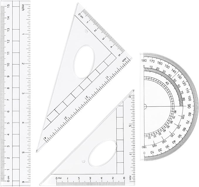 10 Pieces Math Geometry Kit Set Student Supplies with Shatterproof Storage Box,Includes Rulers,Protractor,Compass,Eraser,Pencil Sharpener,Lead Refills,Pencil,for School and Drawings（Blue）