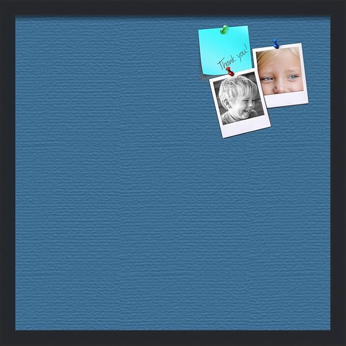 PinPix 20x20 Inch Cork Bulletin Board. This Decorative Framed Pin Board Comes with Navy Pastel Design and a Satin Black Frame. Ideal for Home Office Decor or Message Board (PinPix-1811)
