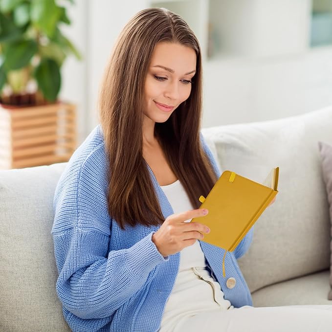 Laumoi 12 Pieces Small Notebooks A6 Pocket Journals 3.5 x 5.5 Inch Small Leather Notebook Mini Ruled Lined Journal with Elastic Band Pen Holder Page Marker Ribbons (Bright Colors)