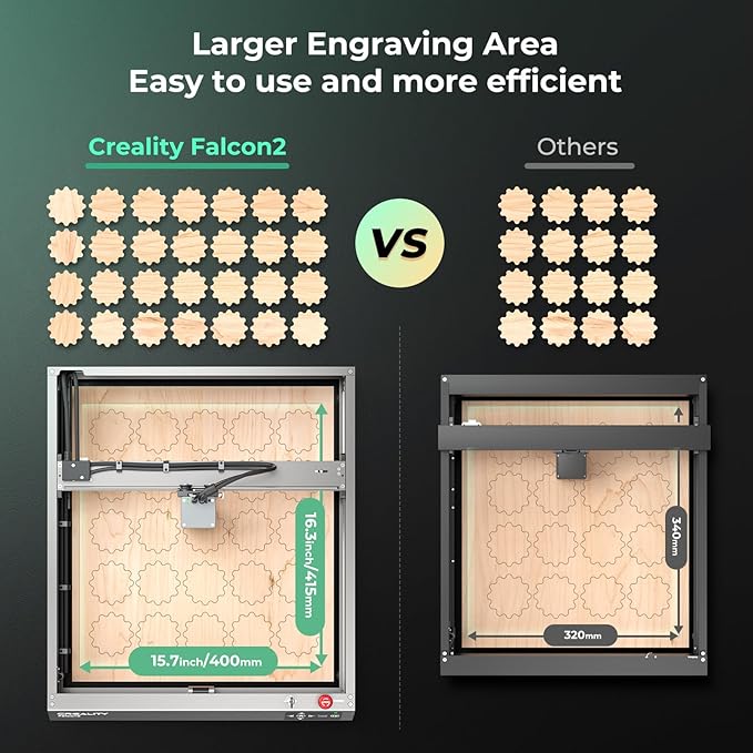 CREALITY FALCON2 22W Laser Engraver Machine with Air Assist and Rotary Roller, 220W High Accuracy Laser Engraver and Cutter Machine for Cylindrical Objects, 25000mm/min Faster Engraving