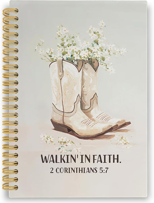 Western Christian Spiral Notebook, Western Cowgirl Bible Journaling Notebooks for Note Taking, Floral Scripture Hardcover Journals for Women 160 Pages 5.5x8.3 Inch, Cowgirl Gifts for Women
