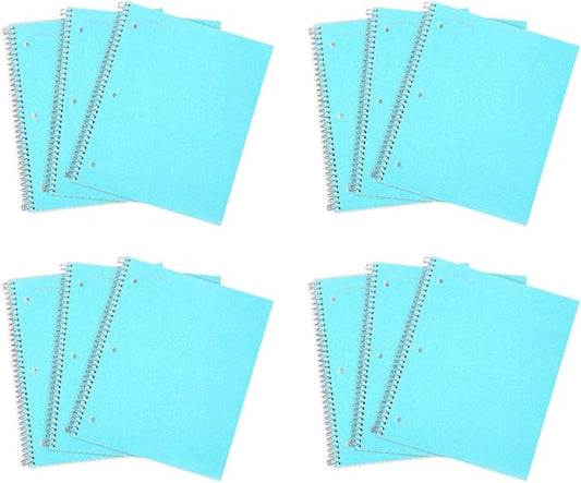 Mintra Office Durable Spiral Notebooks, 1 Subject, (Teal, Wide Ruled 12pk), 100 Sheets, Poly Pocket, Moisture Resistant Cover, School, Office, Business, Professional