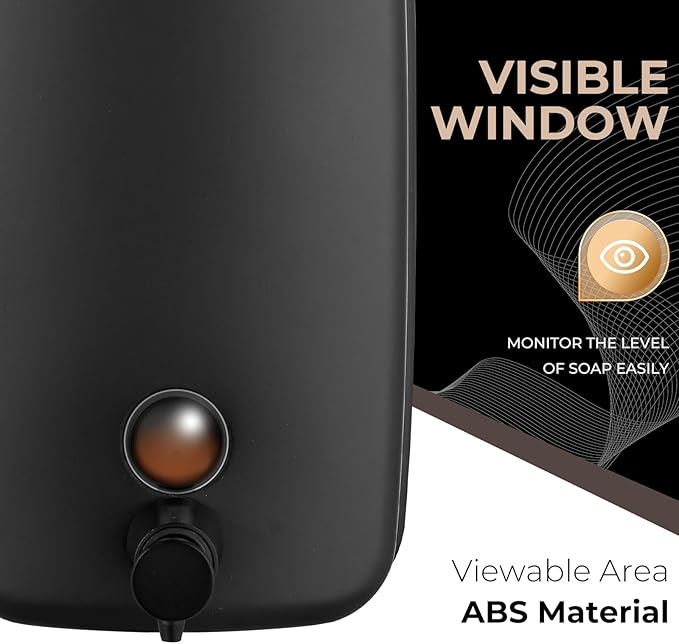 Commercial Soap Dispenser Wall Mount Stainless Steel Soap Dispensers Liquid Manual Anti-Leak Pump Hand Soap Dispenser for Bathroom Kitchen Black (28 fl.oz./800ml)