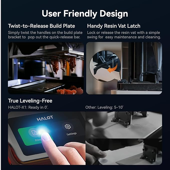 Creality Halot-X1 Combo Resin 3D Printer, 10.1" 16K Mono LCD, 14×19 μm, 170 mm/h High-Speed Printing, Intelligent Resin Management, Fully Assembled Auto Leveling, Large Print Size 8.33*4.66*7.87 in