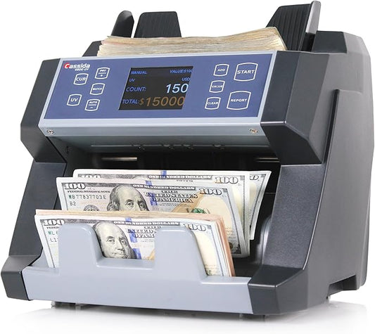 Cassida 6600 UV – USA Business Grade Money Counter with UV/IR Counterfeit Detection – Top Loading Bill Counting Machine w/ ValuCount™, Add and Batch Modes – Fast Counting Speed 1,400 Notes/Min