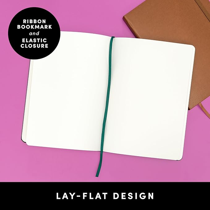 PAPERAGE Blank Journal Notebook, (Red), 160 Pages, Medium 5.6 in x 8 in - 100 GSM Thick Paper – Hardcover Journaling Notebook for Work, School, Note Taking or Sketching
