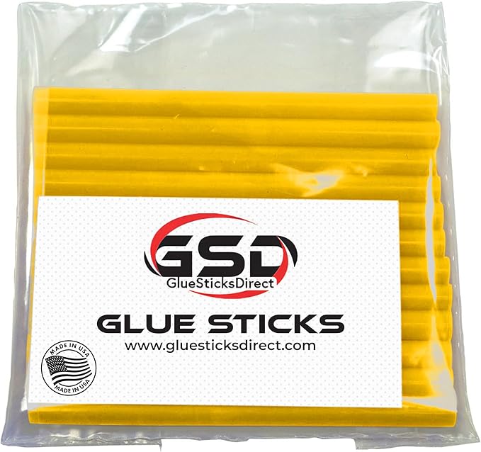 GlueSticksDirect Banana Yellow Colored Mini Glue Sticks for Hot, Cool and Dual Temp Glue Guns, 24 Sticks - 5/16" x 4"
