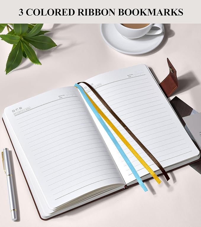 365 Page Thick Lined Journal Notebook for Men Women, A4 Large Leather Journals for Writing, Hardcover Notebooks for Work, School, Note Taking, Business, Travel Diary, College Ruled 8.5" x 11"