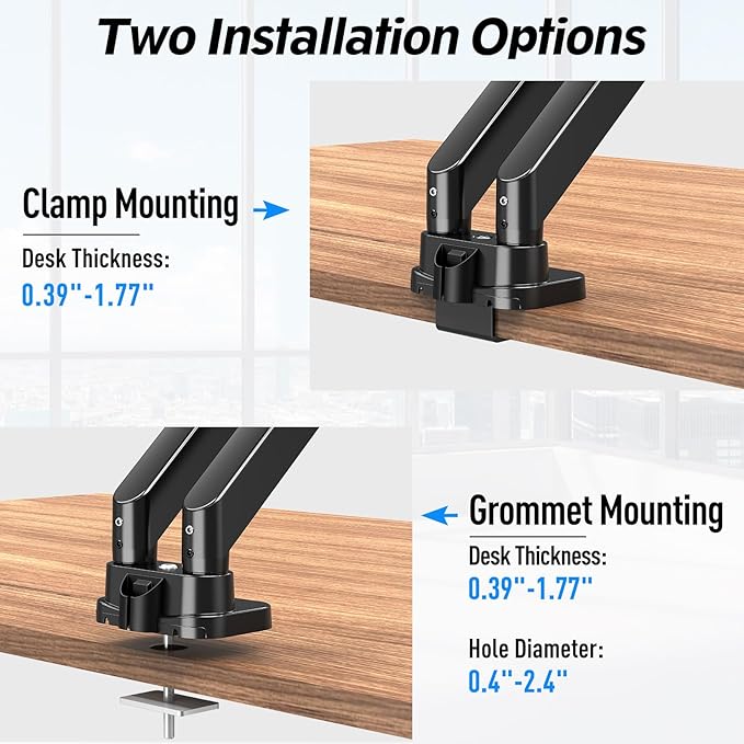 MOUNTUP Dual Monitor Mount Fits Max 39'' Screen, Ultrawide Dual Monitor Desk Mount Hold 4.4-33 lbs, Adjustable Gas Spring Double Monitor Arms, Computer Monitors Stand with USB, VESA Monitors Bracket