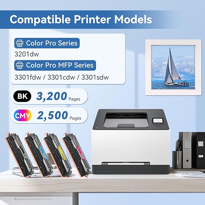 MYTONER 218X Toner Cartridges 4 Pack 3301fdw (with Chip) Replacement for HP 218X W2180X 218A W2180A for Color Laserjet MFP 3301fdw 3301cdw Pro 3201dw 3301sdw Printer Ink Black Cyan Magenta Yellow
