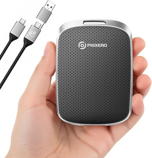 PHIXERO P5PLUS Portable SSD 4TB Up to 550MB/s, USB 3.2 Gen 2 External Solid State Drive，USB C to C&A for Smartphone，Tablet，PC，Labtop (Black)