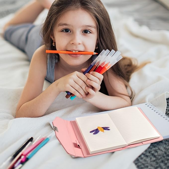 CAGIE Diary with Lock for Women, Full Wrap-around Privacy Journal Gifts for Girls, 120 GMS 224 Pages Thick Lined Notebook with Lock, 5.9 x 7.9 Inch