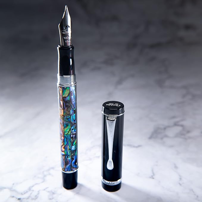 Conklin Duragraph Fountain Pen Abalone Nights - Broad Nib, Elegant Writing Instrument with Stunning Abalone Finish