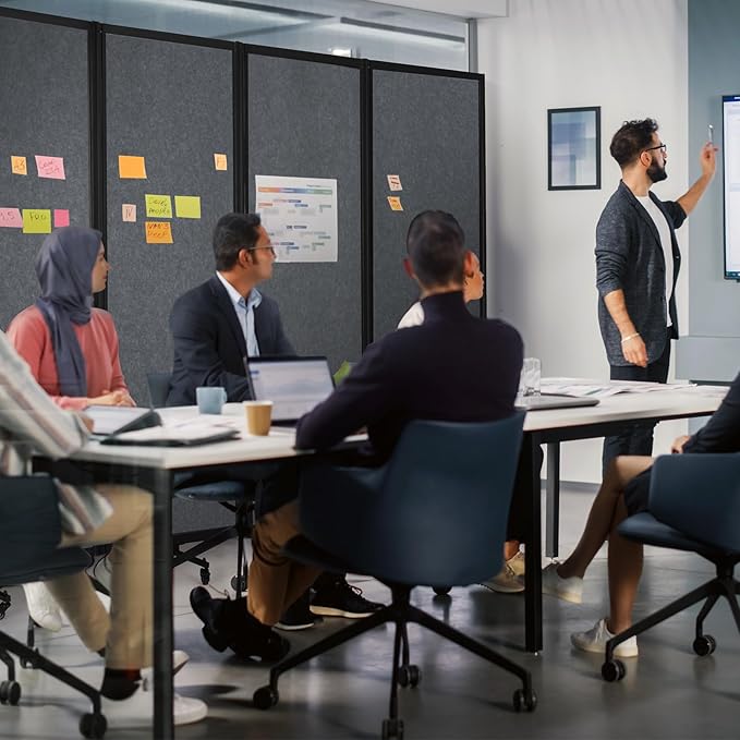 Room Partition,Folding Privacy Divider,Office Partition Dividers,Office Dividers Wall, 10'6"W x 6'7"H,Grey