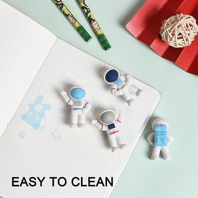 18Pcs Cute Outer Space Themed Erasers for Kids Bulk, Kawaii Fun Spaceman Desk Pet Pencil Erasers for School Classroom Supplies Prize Gifts Party Favors