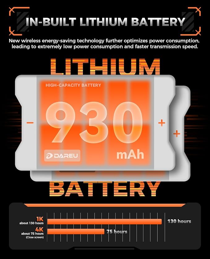 DAREU A980PROMAX Wireless Gaming Mouse-4K/8K Polling-30K DPI Optical Sensor-0.85' TFT Color Display-Magnesium Alloy Buttons-2.4G Wireless/BT/USB Connectivity-Nano Receiver Included