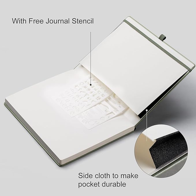 EMSHOI Leather Journal - 8.5"x11" Hardcover Bullet Dotted Notebook for Women & Men, 192-Page A4 Dot Grid Journal with 100 GSM Thick Paper, Ideal for Writing, Work & Creative Planning (Green)
