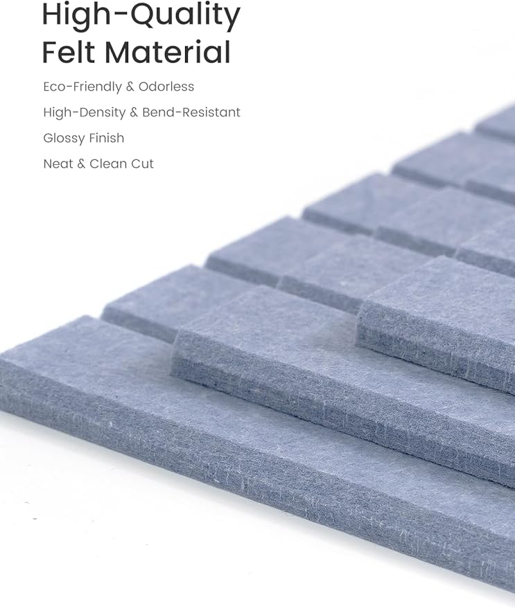 Bumusty Large Cork Board Alternative-36 x24 Felt Bulletin Board Tiles, with 30 Pushpins, 40 Adhesive Tabs, 6-Pack Slat Wall Paneling, Cork Boards for Office Push Pin Board Felt Board-Soft Periwinkle