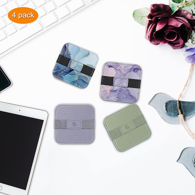 Fintie Screen Cleaning Pad, [4 Pack] Soft Cloth Wipes Screen Cleaner with Elastic Strap for iPad, iPhone, MacBook, Tablets, Laptop (Marble)