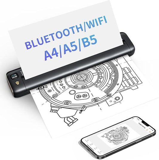 Rongta Portable Printers Wireless for Travel, WiFi & Bluetooth Mobile Printer, Thermal Inkless Printer for School/Office/Home Use, Compatible with Android,iOS & Laptop (Gray)