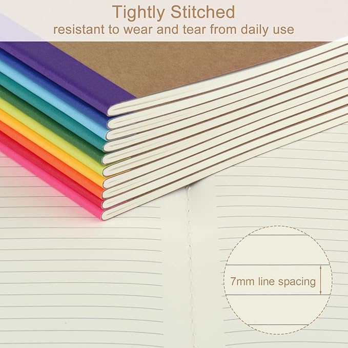 ZCZN 50 Pack Colorful Lined Notebooks Bulk, A5 Journals with 10 Colors, 60 Pages/30 Sheets, 8.3x5.5 Inch, College Ruled Paper, Travel Writing Journal Notebooks for Work,School(50 pack,10 colors)