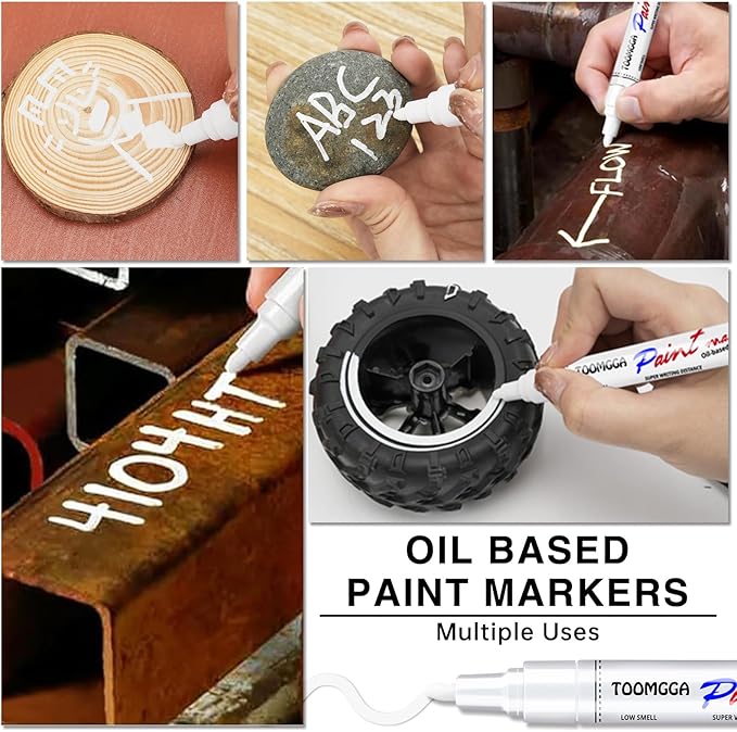 Purple Permanent Paint Pens - 2 Pack Oil Based Paint Markers, Pens for Rock Painting Car Tyre Metal, Plastic, Canvas, Mugs, Wood, Glass, Quick Drying and Waterproof, Medium Point