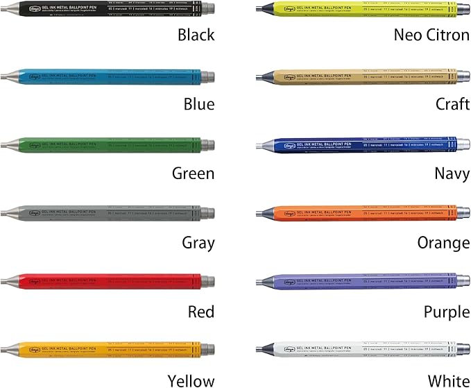 MARK'STYLE days, Gel Ink Metal Ballpoint Pen - 0.5mm Retractable Black Ink, Retro styling Light Weigh Pen, Made in Japan- Perfect for School, Office, and Journaling (White)