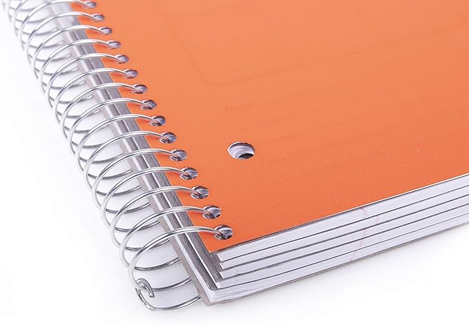 Mintra Office Durable Spiral Notebooks, 5 Subject (Orange, College Ruled 1pk)