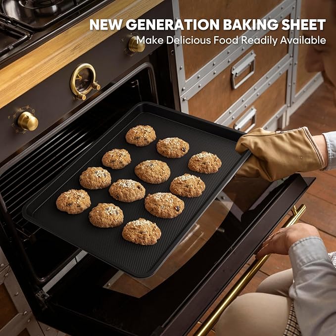 Half Sheet Pan 17.5” x 13”, Cookie Sheets for Baking 0.8mm Thick Non Stick Baking Sheets for Oven Heavy Duty Baking Trays