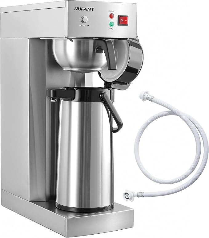 Auto-Filling Commercial Airpot Coffee Brewer 2.2L/74oz Dirp Coffee Maker Machine with 24 Hours Hot Thermal Carafe Stainless Steel Pour Over Coffee Dispenser 120V/1450W for Restaurant Office