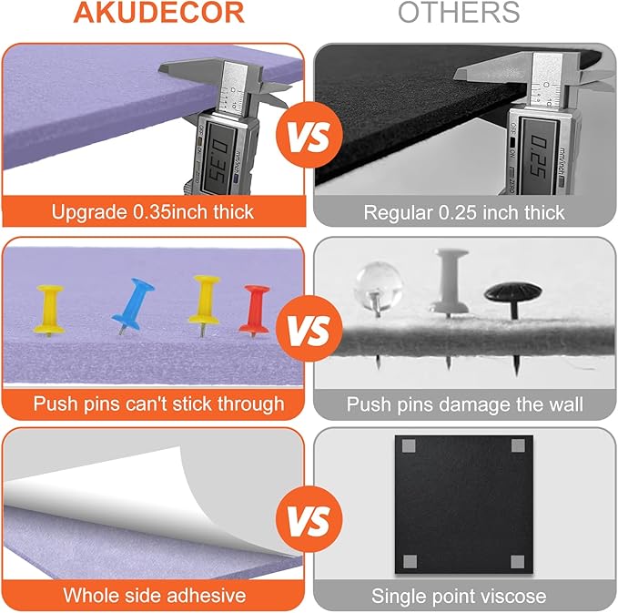 Cork Boards for Walls 48" x 36" Felt Board Alternative, 12 Pack Felt Wall Tiles Bulletin Board, Large Cork Board for Office Pin Board Tack Board Cork Boards