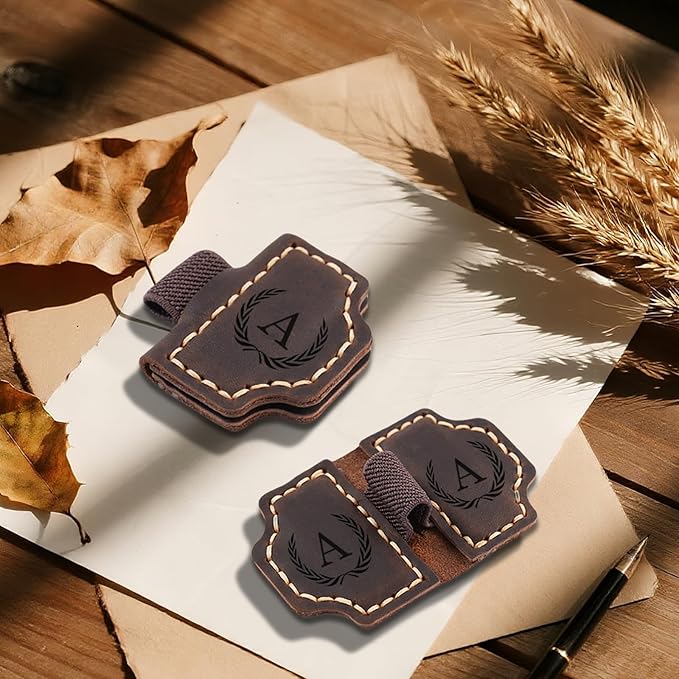 Artlaza Personalized Magnetic Leather Bookmark with Pen Holder - 26 Letters Custom Book Mark with Name Initial Engraved Book Marker for Readers, Book Lovers, Travelers - Gift for Women & Men(Brown，F