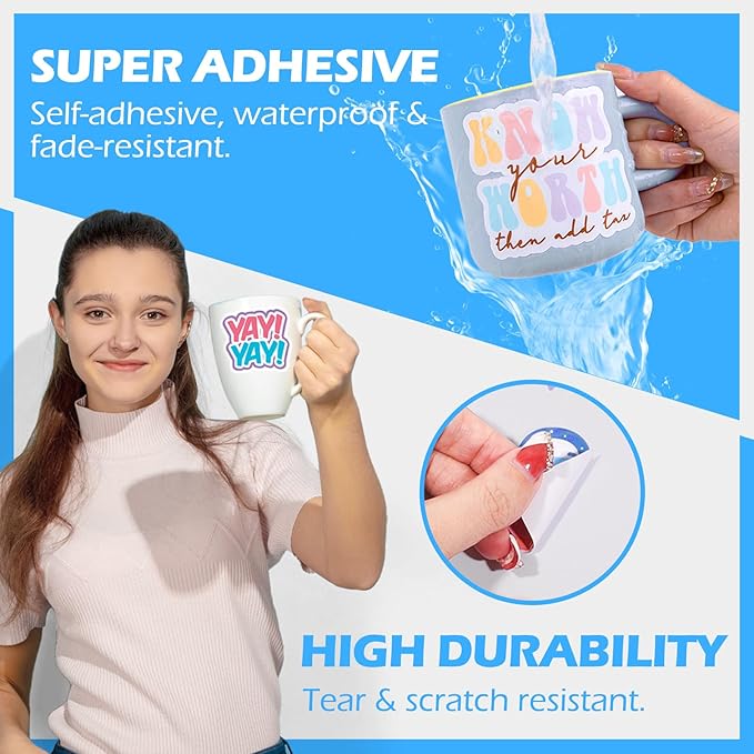 TECKWRAP Printable Vinyl Sticker Paper for Inkjet Printer, Matte Inkjet Printable Vinyl, 8.26" x 11.69" A4 56 Sheets/Pack Photo Paper for Craft Scrap-Booking, Stickers, Labels