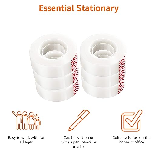 Amazon Basics Matte Finish Tape, 6 Pack, 2.1 x 0.75 inch, Translucent