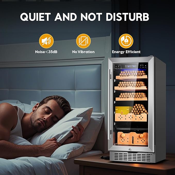 Electric Cigar Humidor Cabinet 88L, Tylza Electric Humidors for Cigars with Temp & Humidity Control, Silent Compressor, Reversible Door, Refrigerator, Cigar Humidors with Cedar Wood Shelves, 546 Count