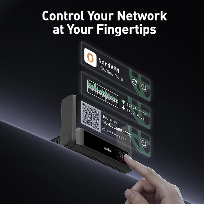 GL.iNet GL-BE3600 (Slate 7) Portable Travel Router, Pocket Dual-Band Wi-Fi 7, 2.5G Router, Portable VPN Routers WiFi for Travel, Public Computer Routers, Business Trip, Moblie/RV/Cruise/Plane