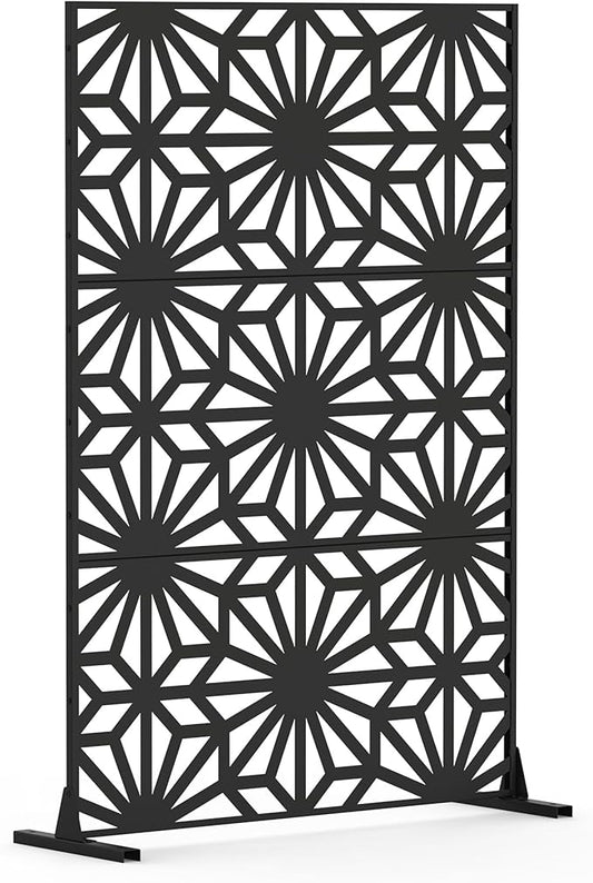 NicBex Room Divider 1 Panel Room Dividers with Flowers Pattern Design Partition Room Dividers and Metal Privacy Screens Wall Divider for Outdoor, Room Separation,48.31" W x 15.75" D x 70.75" H, Black