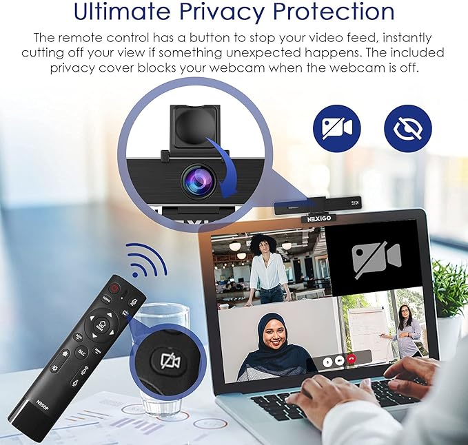 NexiGo Zoom Certified, N950P 4K Zoomable Webcam with Remote Control, Sony_Starvis Sensor, 5X Digital Zoom, Pro Web Camera with Dual Stereo Mics, for Zoom Skype Teams Twitch