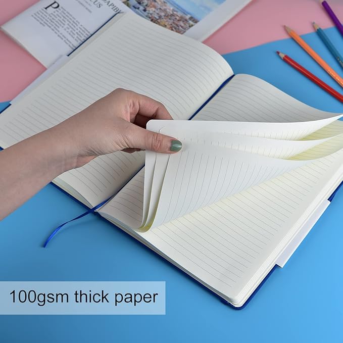 Coopay 3 Pack B5 Journal Notebooks Classic Ruled Notebooks Hardcover Lined Journals for Office Home School Business Writing Note Taking, 10.2 x 7.5 inch, 100GSM Thick Paper, 160 Pages (Gray/Blue/Red)