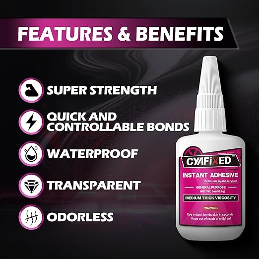 Super Glue Liquid for Plastic Ceramic Aquarium, 113.6 Gram Medium Thick All-Purpose Clear Cyanoacrylate Adhesive, Food Safe CA Glue for Wood 3D Print Model Shoe Leather Glass Metal Rubber Craft