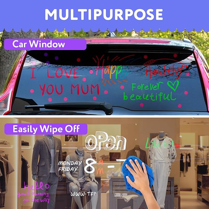 TFIVE Purple Liquid Chalk Markers - 2 Pack Bright Colors Erasable Chalk Marker Pens, Reversible Tip, Non-Toxic, for Chalkboards, Signs, Glass, Easy to use Chalk markers TF800